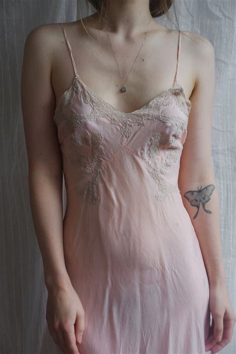 S Pale Pink Slip Dress Lingerie Lace Extra Small Etsy UK