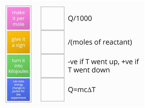 calculating enthalpy changes - Match up