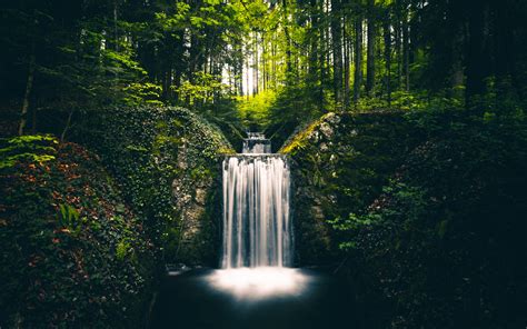 Download wallpaper 3840x2400 waterfall, landscape, plants, trees ...