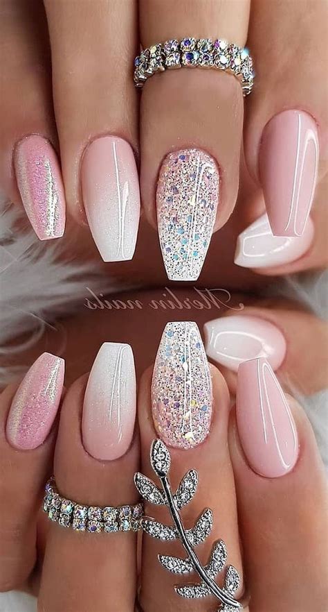 Pink Und Wei Ombre Pink Glitter Nagellack Sweet Summer Nails Ringe Mit