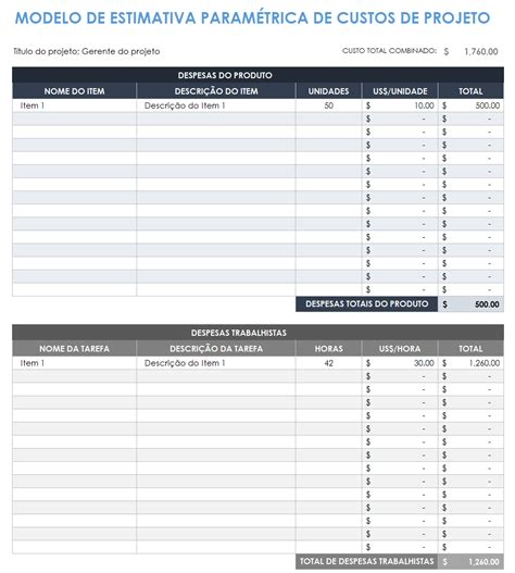 Estimativa De Custo D A Editora Pini - Modelos gratuitos de custos do projeto | Smartsheet
