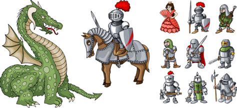 Knight Cartoon Character With Different Game Vector Image