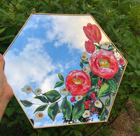 Mirror Painting Mirror Art Flower Painting Art Painting Paintings