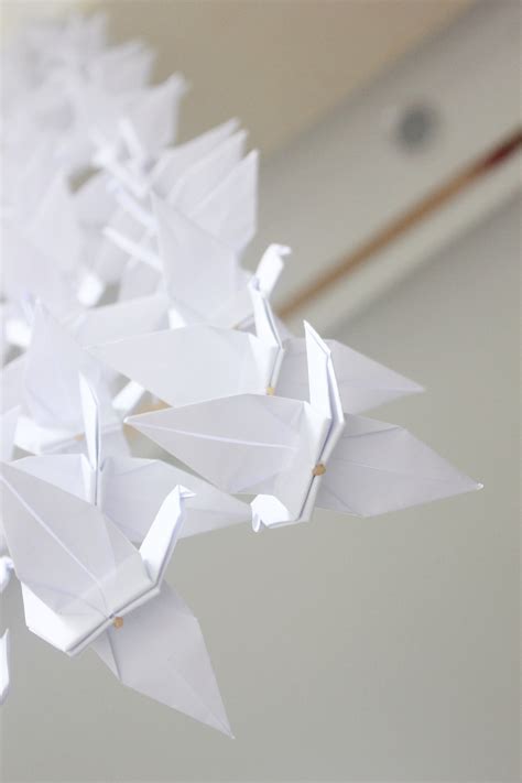 Cranes Strings Strands Cranes Each White Paper Crane