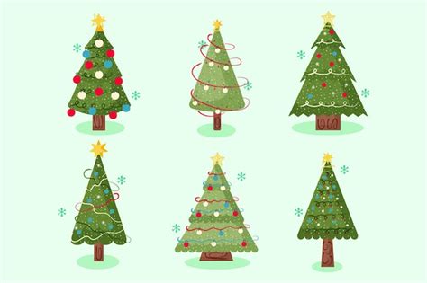 Colecci N Arbol De Navidad Dibujado A Mano Vector Gratis