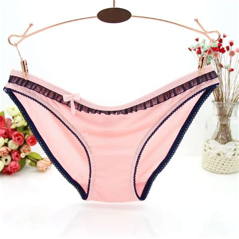 Japan South Korea Milk Silk Underwear Women Lace Edge Low Waist Sexy