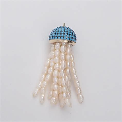 Tassel Pendant Fresh Water Pearl Tassel Pendant Turquoise Cz Etsy