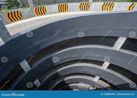 Multi Storey Car Parking Circular Ramp In The Multi Level Parking Garage Top View Stock Image