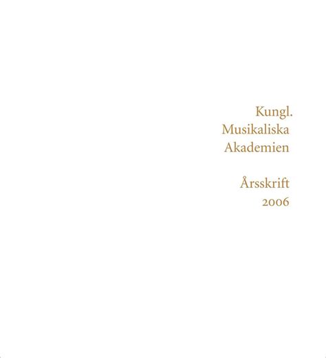 Kungl Musikaliska Akademien Årsskrift PDF Free Download