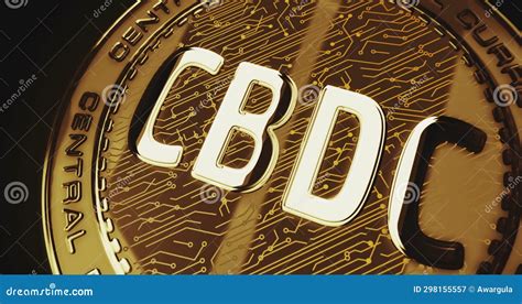 CBDC Digital Currency Cryptocurrency Golden Coin Loop On Digital Screen