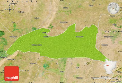 Physical Map of Jehanabad, satellite outside