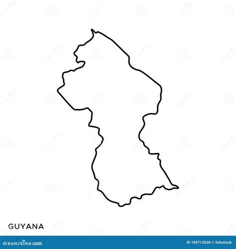 Outline Map Of Guyana Vector Design Template Editable Stroke Stock