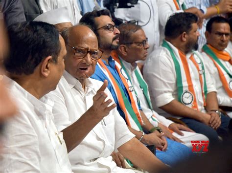 Mumbai Ncp Chief Sharad Pawar With Other Party Members During A