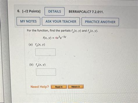 Solved For The Function Find The Partials Fx X Y And Chegg