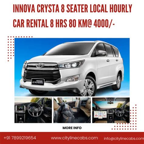 SUV INNOVA CRYSTA 8 Seater Local Hourly Car Rental 8 Hrs 80 KM At Rs