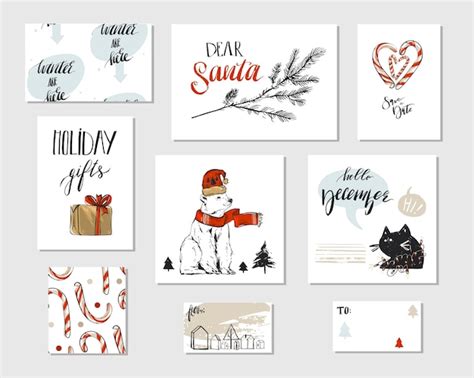 Premium Vector Collection Of Different Hand Made Merry Christmas