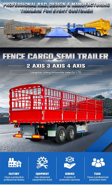 Tri Axle Fence Trailer Dropside Decks Flatbed Cargo Semi Trailer With