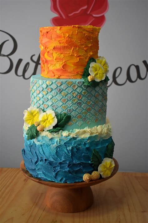 Tutorial Mermaid Sunset Cake Sunset Cake Beach Cakes Cake