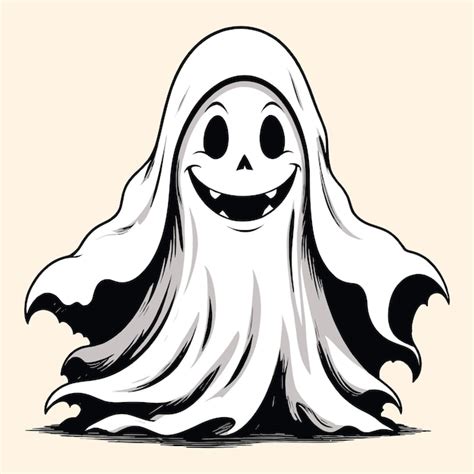 Cute Halloween Ghost Illustration Hand Drawing Premium Ai Generated