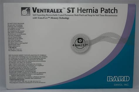 New Bard Ventralex St Hernia Patch Self Expanding Bioresorbable Coated