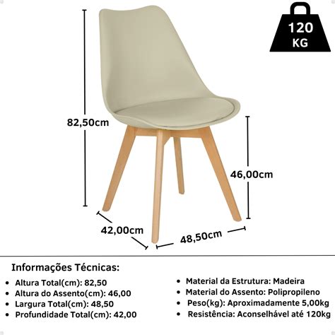 Conjunto 05 Cadeiras Eames Wood Leda Design Nude