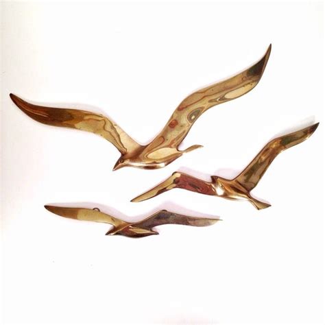 Vintage Brass Seagull Wall Decor Set Of 3