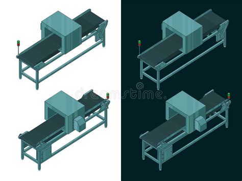 Conveyor Belt with a Metal Detector Color Isometric Blueprints Stock ...