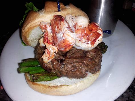 Surf N Turf Burger Lobster On Top Of Angus Beef Sweet Awesomeness