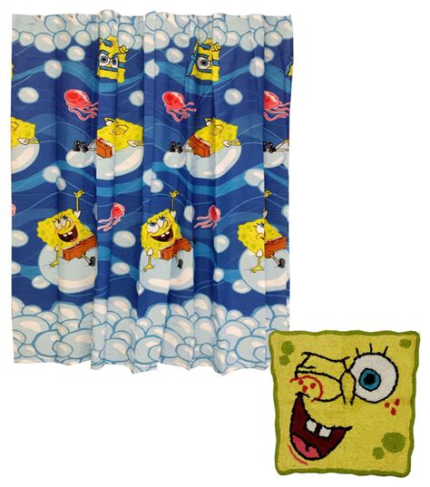 Spongebob Squarepants Bath Rug Shower Curtain Set - Contemporary ...