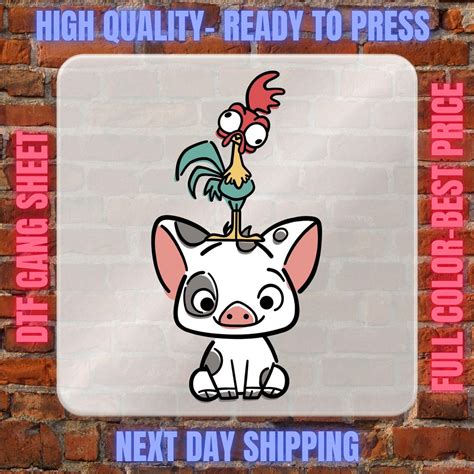 Disney Moana Hei Hei And Pua Dtf Transfer Disney Princess Moana Ready