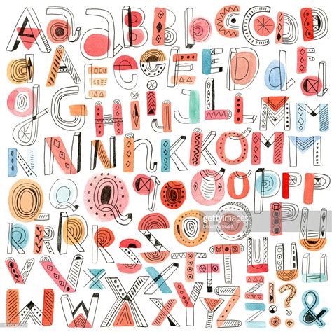 Watercolour And Pencil Alphabet Doodle Alphabet Pretty Letter Fonts