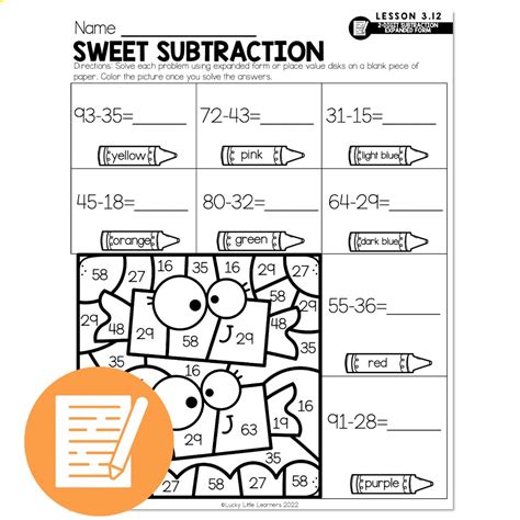 Lucky To Learn Math 2 Digit Subtraction With Expanded Form Lesson 3 12 Independent