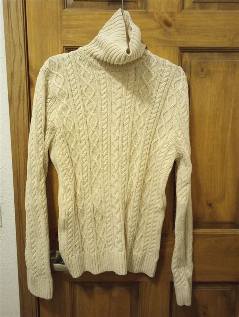 Croft And Barrow Womens Long Sleeve Turtleneck Cable Knit Sweater Size