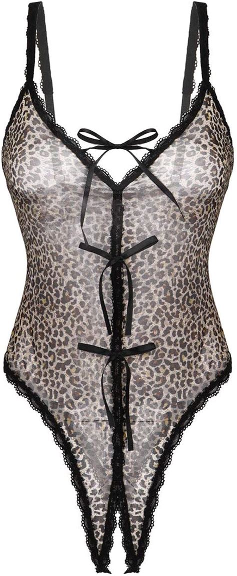 Aislor Leoparden Body Damen Transparent Dessous Ouvert Bikini Erotik