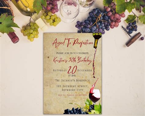 Aged To Perfection Wine Birthday Party Invitation Like A Fine Wine