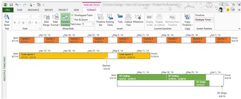 Using ms project timeline - bdasip