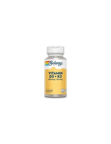 Solaray Vitamina D3 & K2 60 Cápsulas