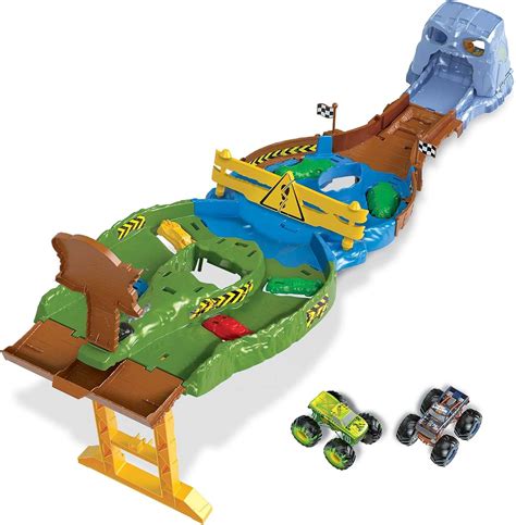 Buy Hot Wheels Monster Trucks Wreckin Raceway Playset With Monster Trucks Bigfoot Gunkster