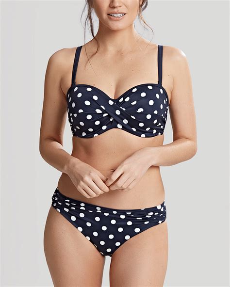 Anya Riva Spot Twist Bandeau Bikini Top Navy Vanilla Tkd Lingerie