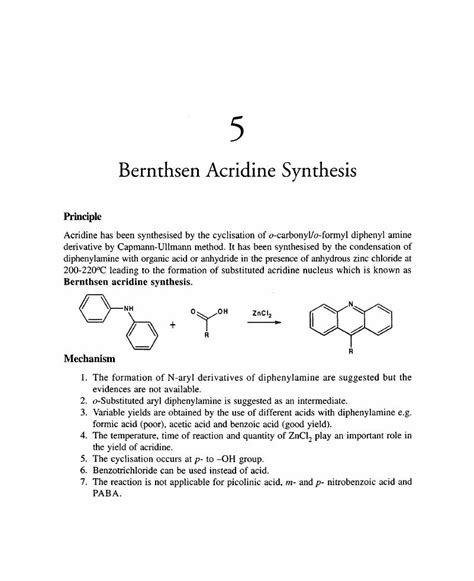 Bernthsen Acridine Synthesis Chapter Name Reactions In Organic