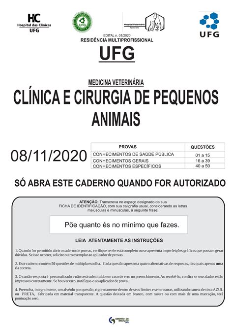 Medicina Veterinaria Clinica E Cirurgia De Pequenos Animais Ufg