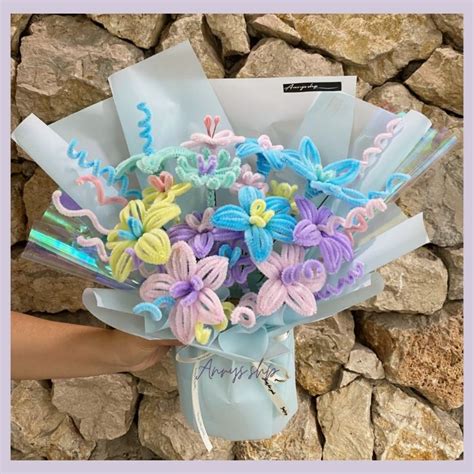 Jual Cantika Bouquet Pipe Cleaner Buket Bunga Kawat Bulu Mercy