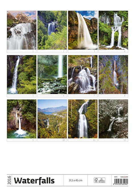 Waterfalls Calendar 2016 N115-16 | Scenic Beauty-Natural Wonders