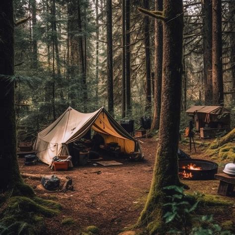 Premium Ai Image Camping In The Forest Camping In The Woods Camping