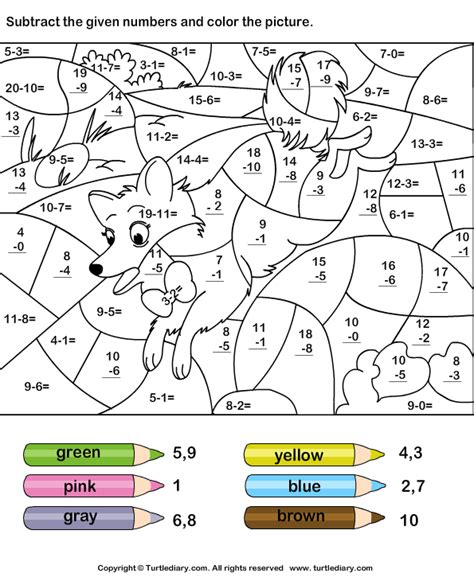 Color By Number Digit Subtraction