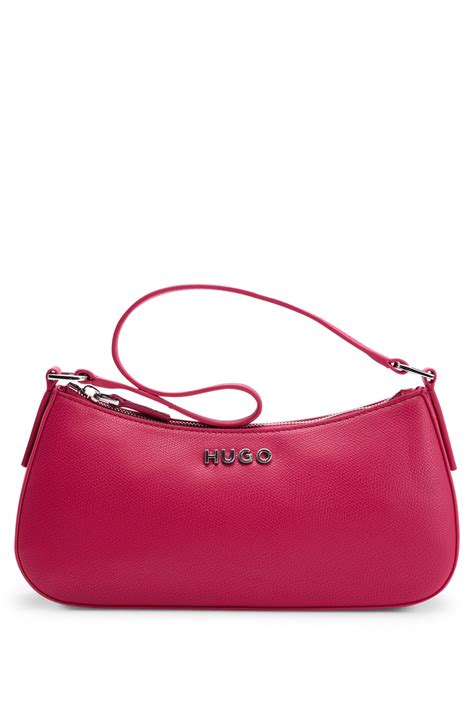 Hugo Faux Leather Hobo Bag With Logo Lettering