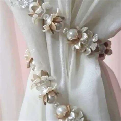 Prendedor Abraçadeira Flor Luxo de Arame para Cortina Nude Elo