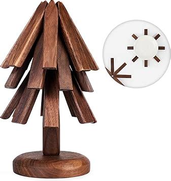 Amazon Black Walnut Wooden Trivets For Hot Dishes Christmas Tree Shape Trivet Set