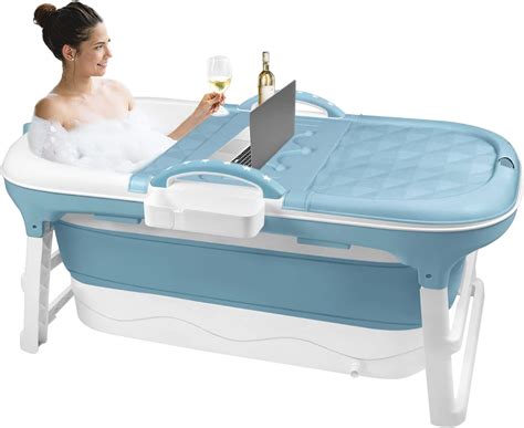 Uisebrt Baignoire Pour Adulte Pliable Et Portable Avec Couvercle