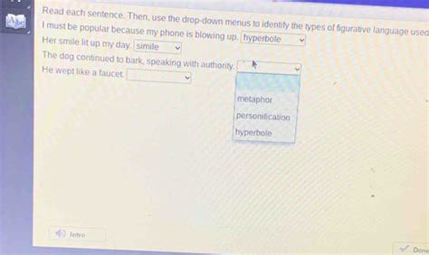 Solved Read Each Sentence Then Use The Drop Down Menus To Identify